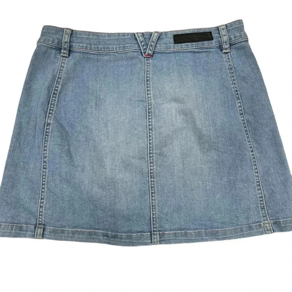 VANS Mini Skirt Skateboard Medium Light Blue Denim Button Down Preppy Punk Surf - Picture 5 of 5